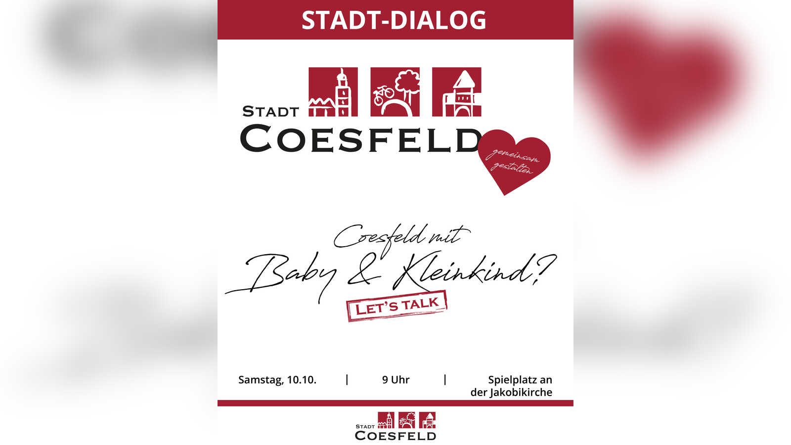 Einladungsgrafik zum Stadt-Dialog In Coesfeld mit Baby oder Kleinkind