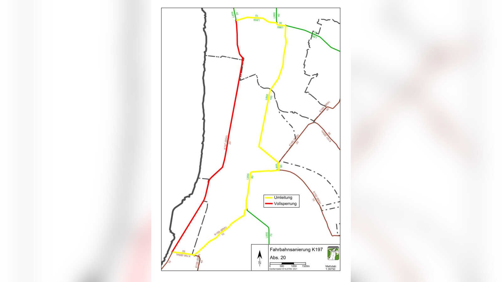 Bauarbeiten und Straßensperrung auf der Kreisstraße 197 im Landkreis Wesermarsch
