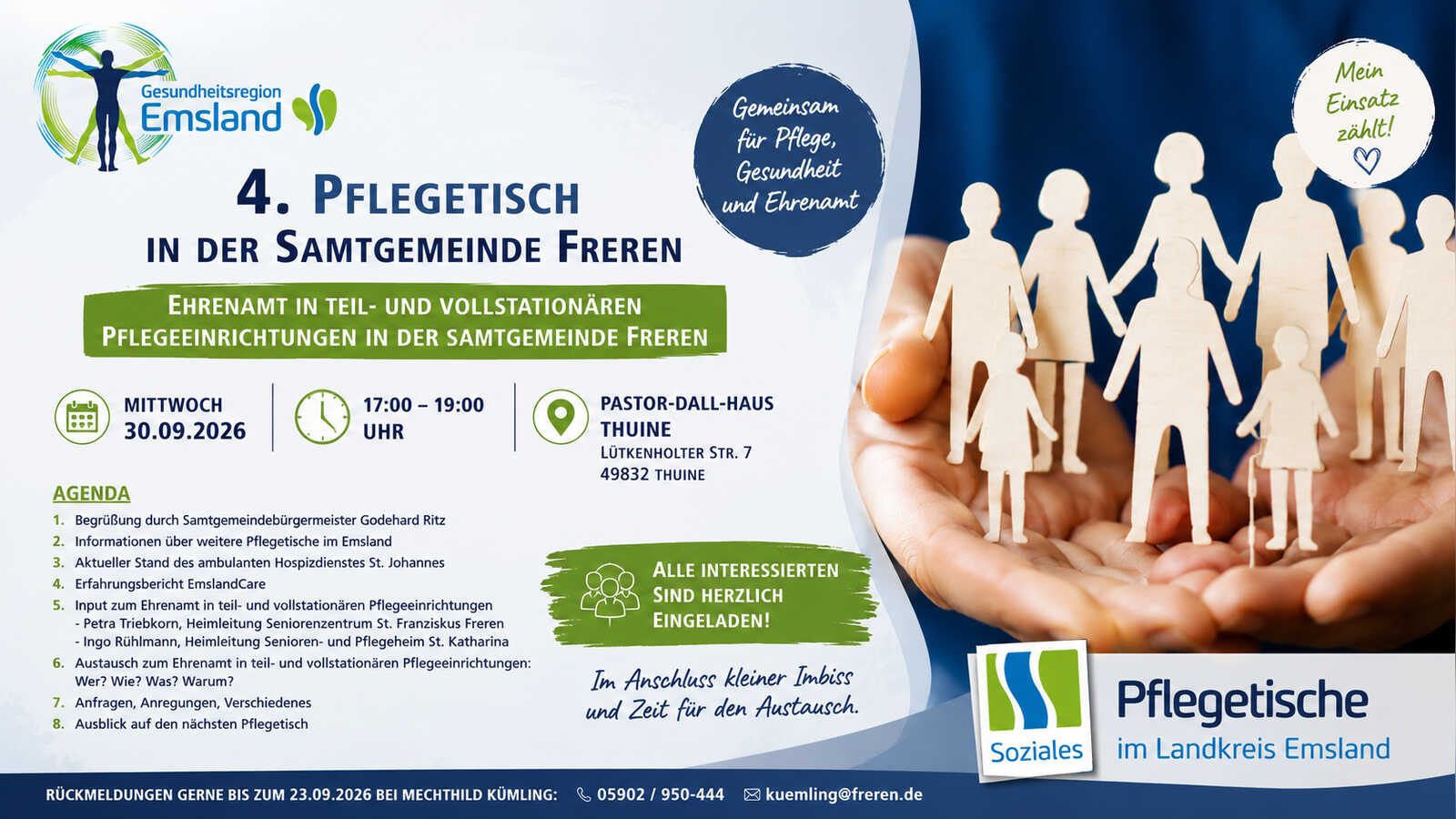 Einladung zum 4. Pflegetisch der Samtgemeinde Freren am 30. September in Thuine