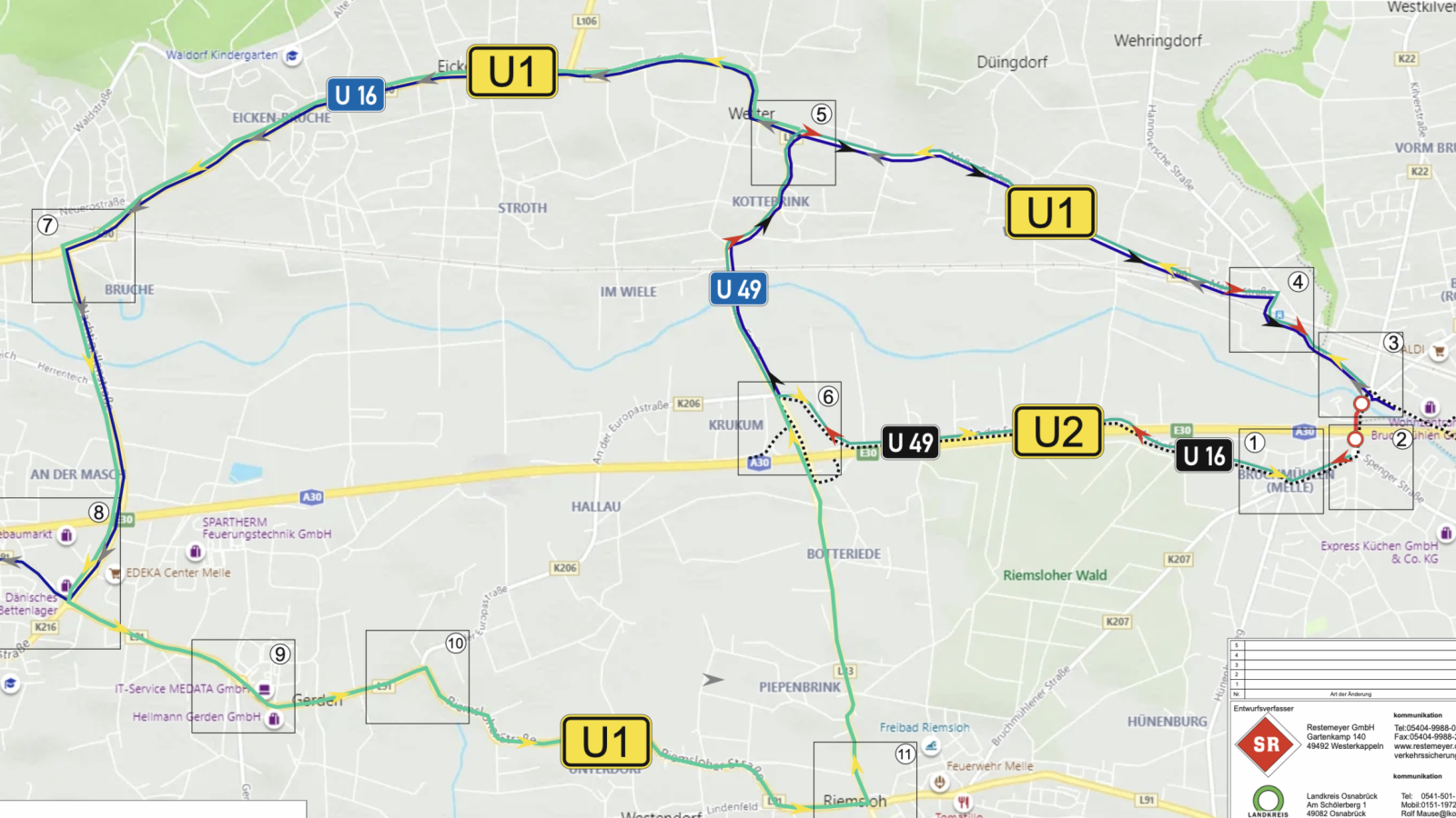 Brückenbauarbeiten K207 in Melle-Bruchmühlen