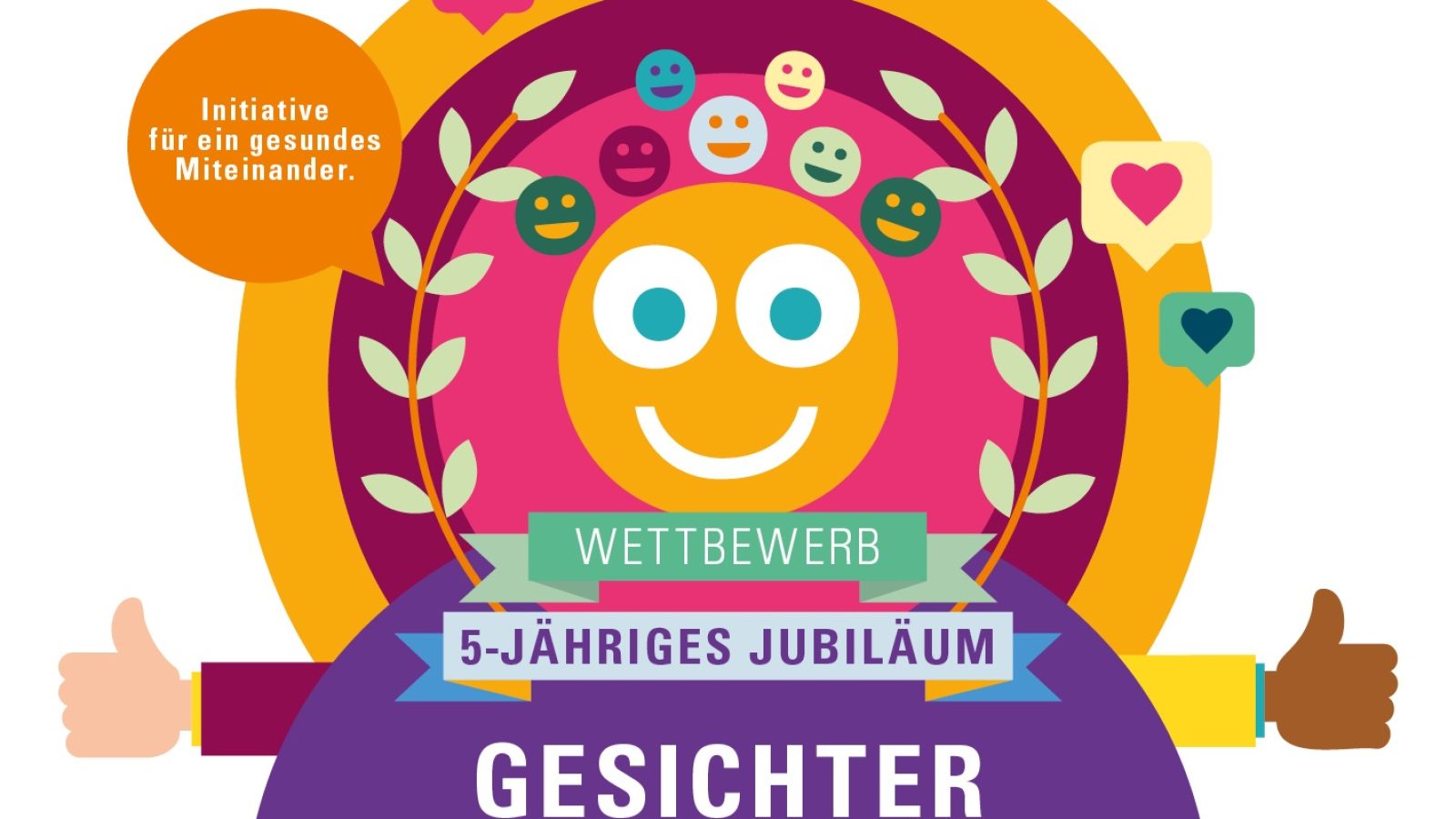 Wettbewerbslogo 5 Jahre Jubiläum des DAK-Wettbewerbs "Gesichter für ein gesundes Miteinander