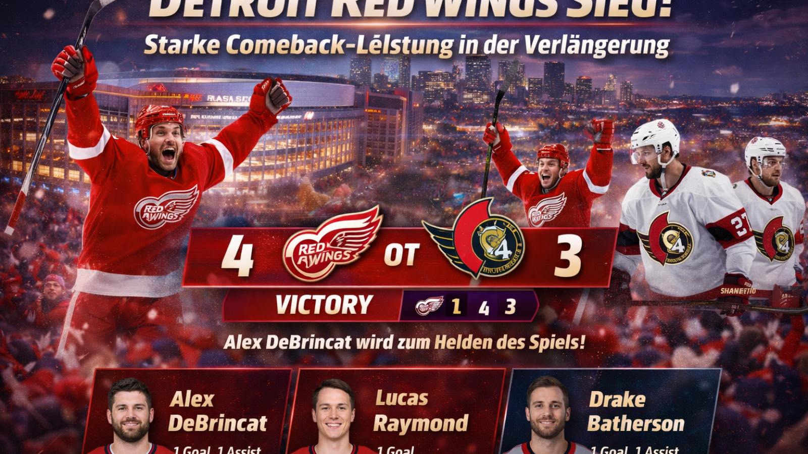 Detroit Red Wings gewinnen gegen Ottawa Senators