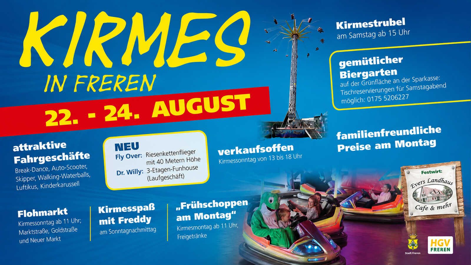Karussells und Buden bei der Freren-Kirmes rund um das Rathaus