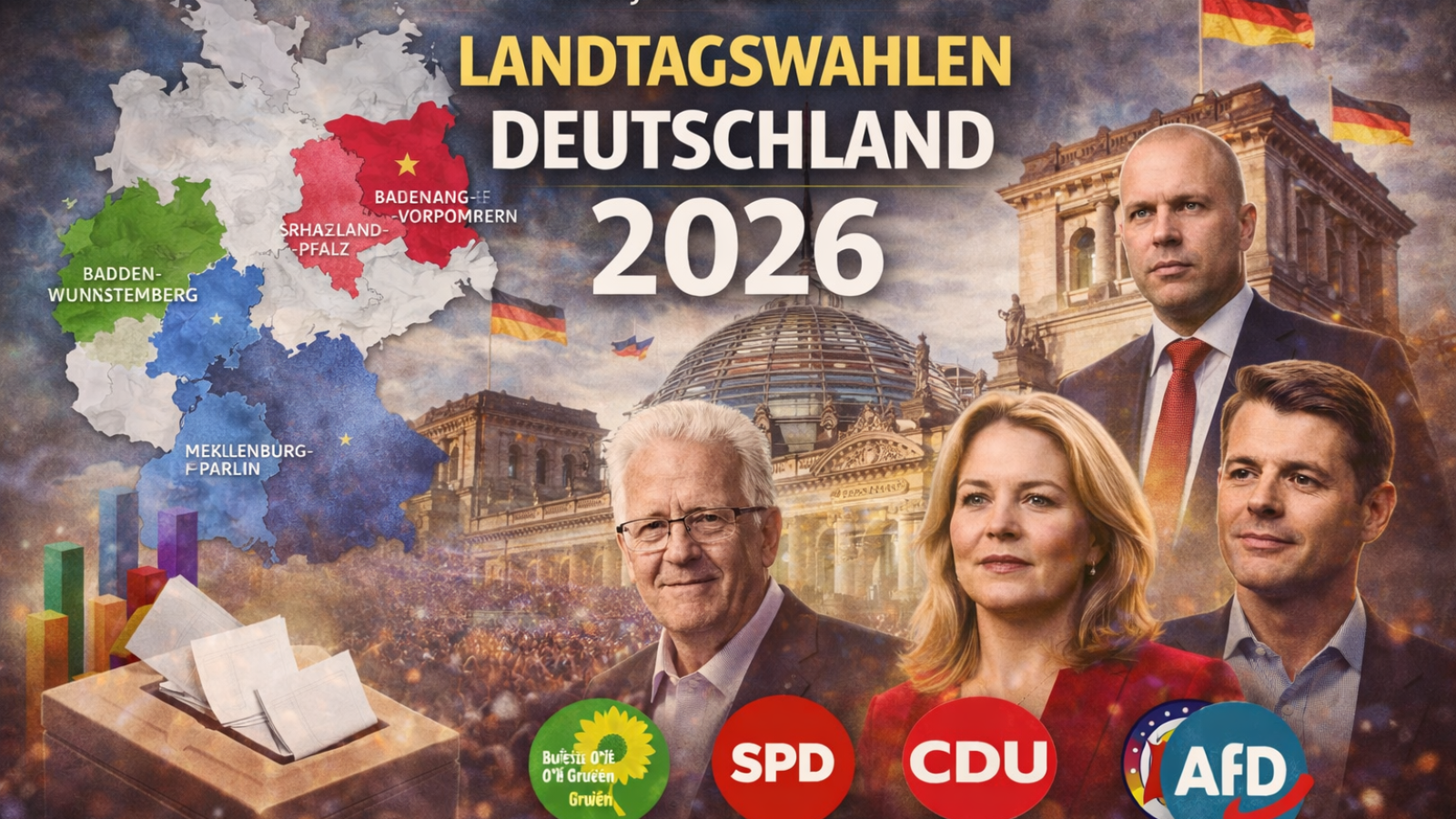 Fünf Landtagswahlen 2026
