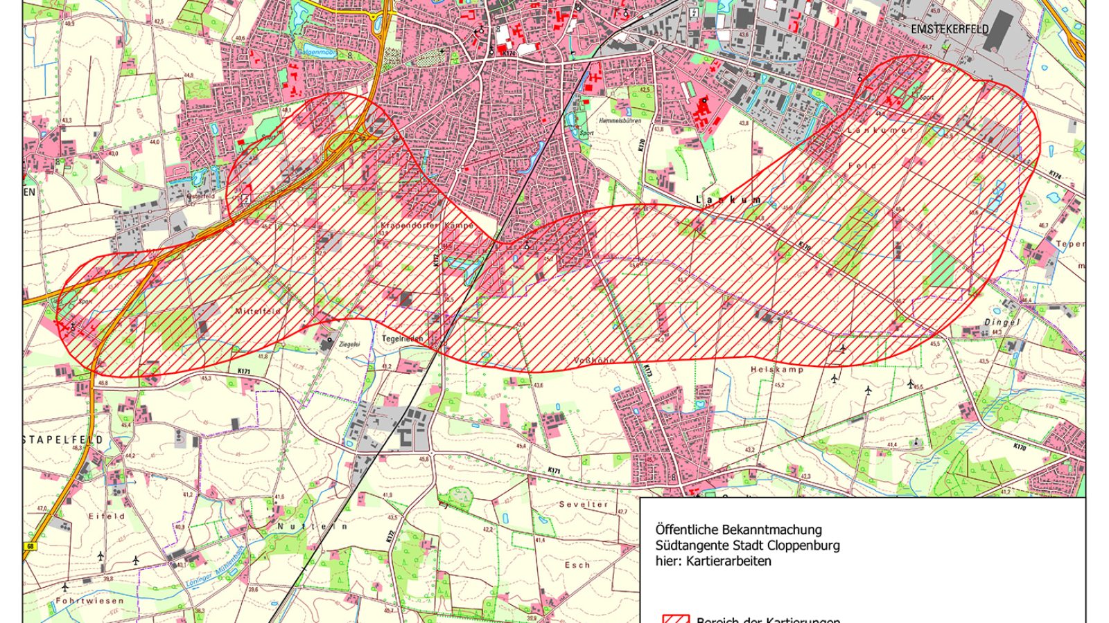 Kartierungsgebiet für Südtangente_LGLN