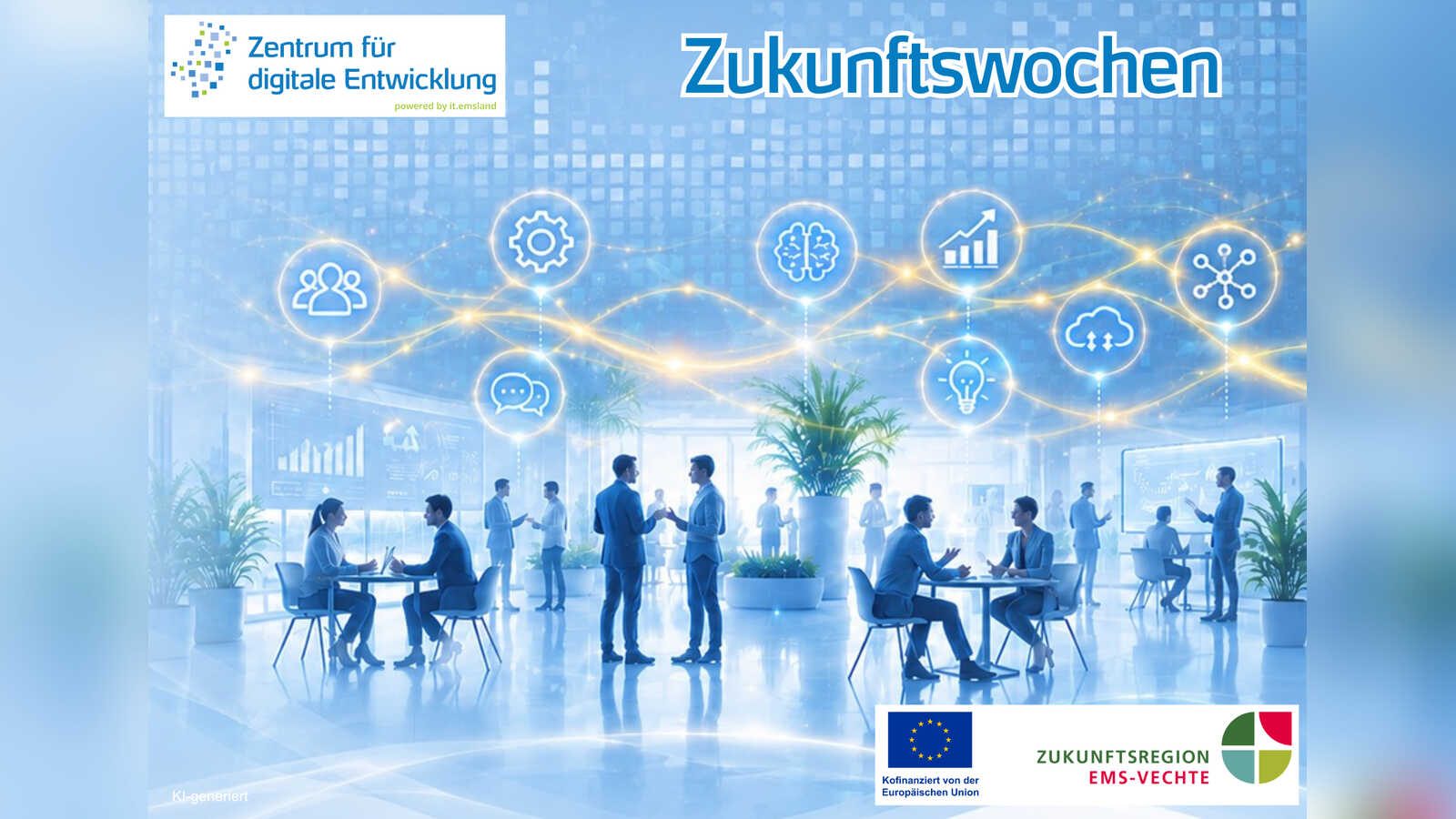 Keyvisual der Zukunftswochen des Zentrums für digitale Entwicklung im Emsland