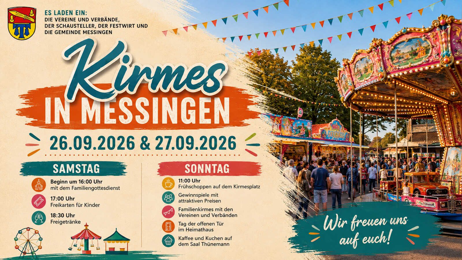 Plakat zur Kirmes in Messingen am 26. und 27. September 2026