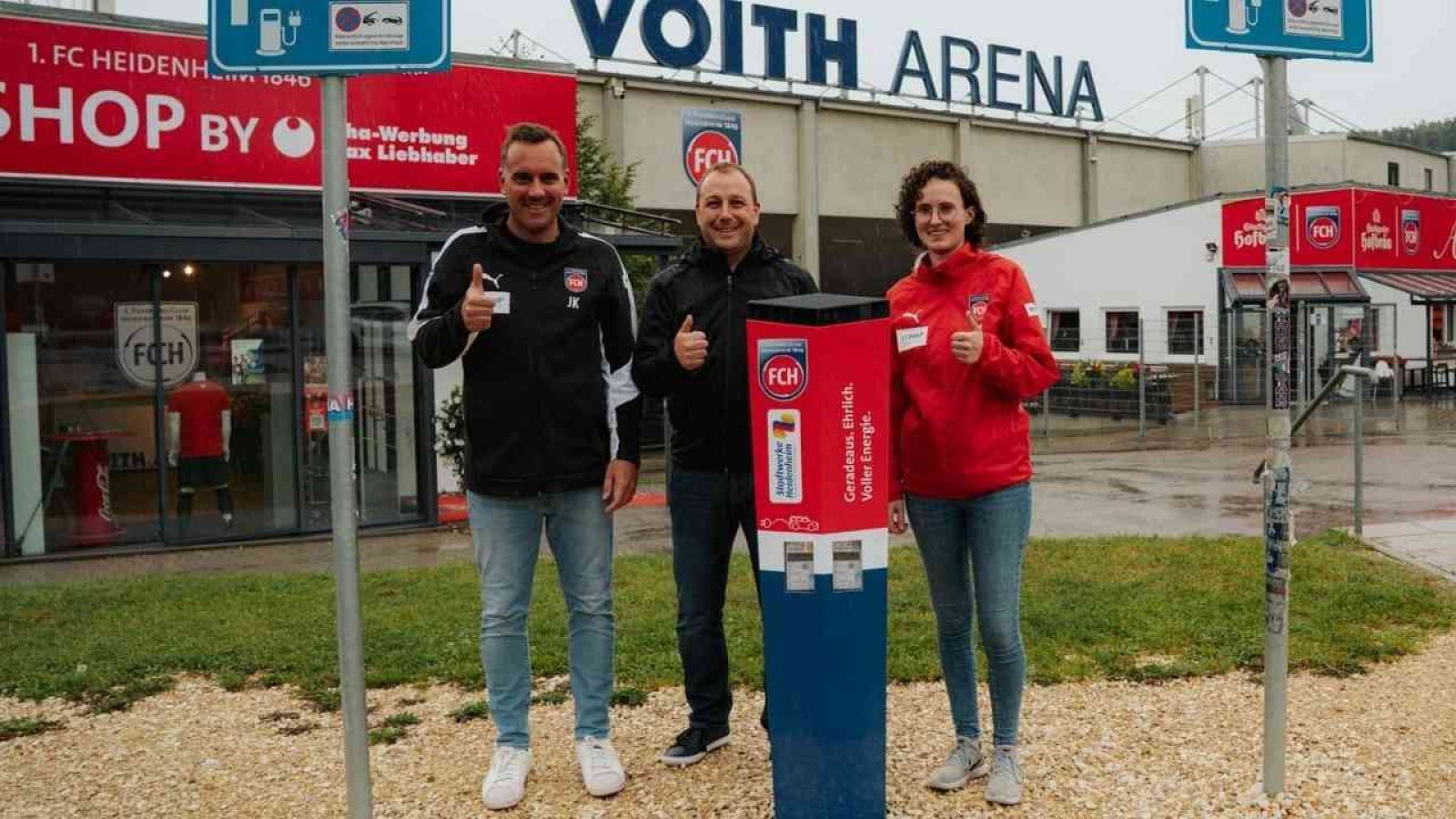 Ladestationen für Elektrofahrzeuge an der Voith-Arena in Betrieb