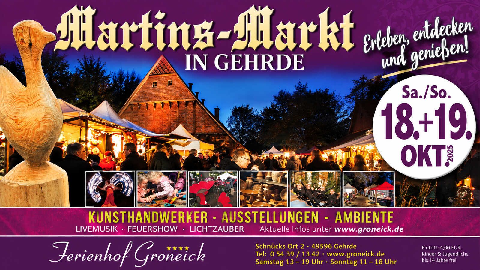 Kunsthandwerk und Livemusik beim Martinsmarkt auf dem Ferienhof Groneick in Gehrde