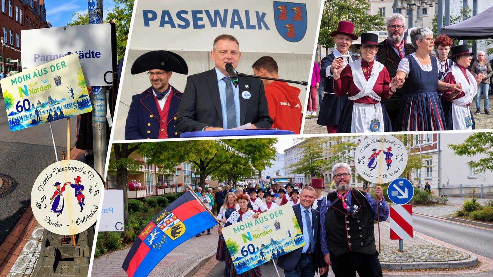 Delegation aus Norden mit der Nörder Danzkoppel beim 775. Stadtjubiläum der Partnerstadt Pasewalk
