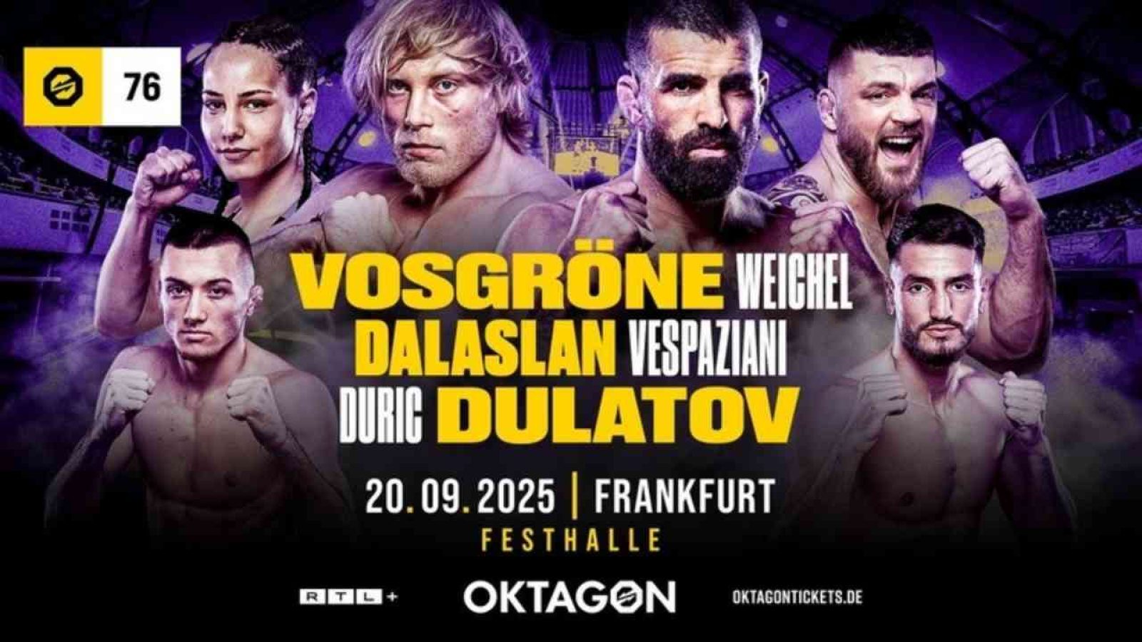 Oktagon 76, Kampfnacht am 20.09.2025 in Frankfurt, Festhalle. Kämpfer im Fokus.