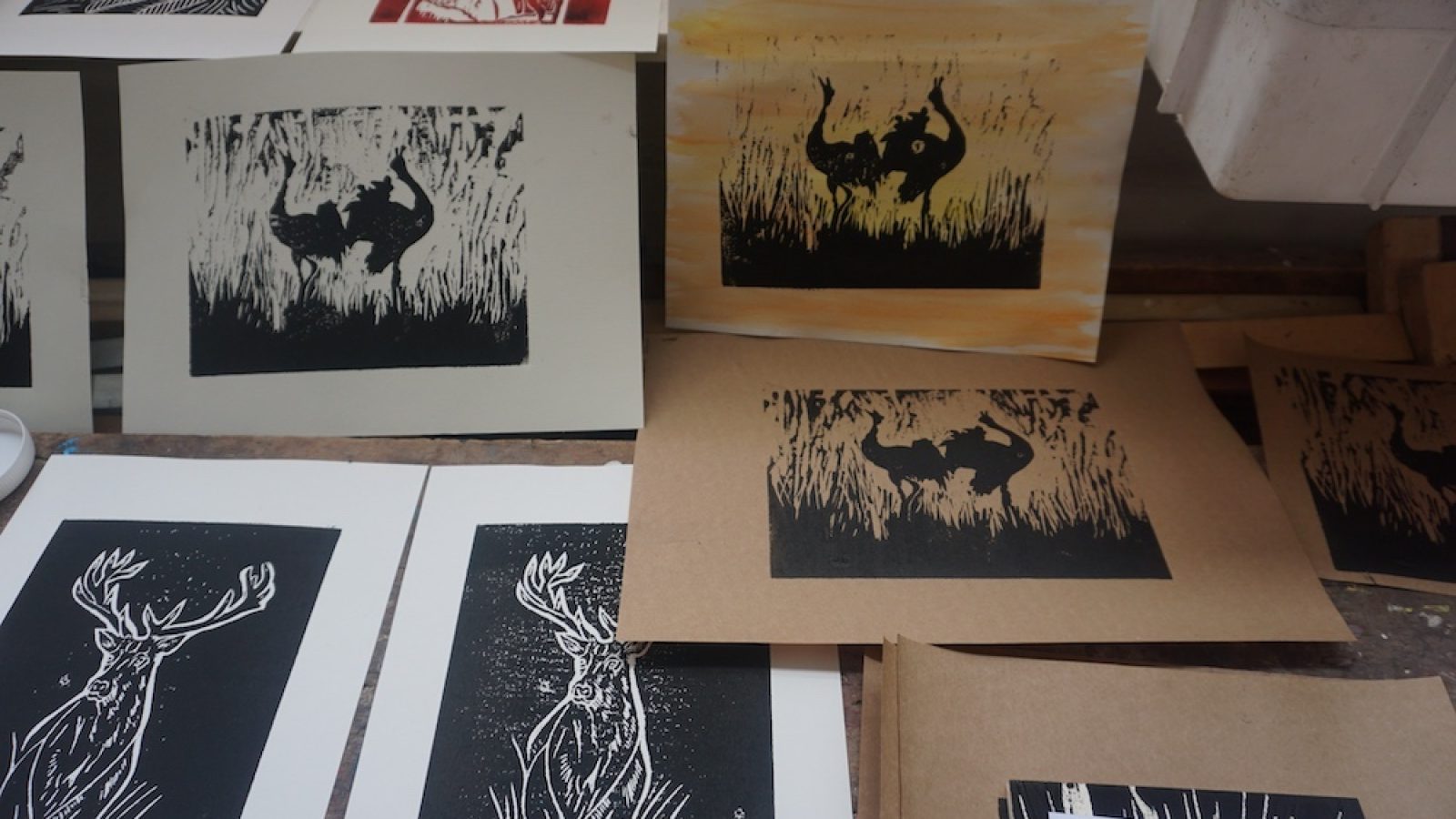 PM Frisch gedruckt Holz- und Linolschnitt in der Kunstschule Zinnober