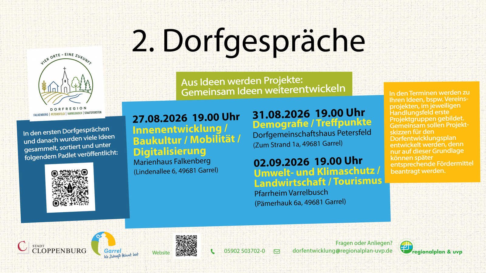 Menschen sitzen bei einem Dorfgespräch zusammen und sammeln Ideen