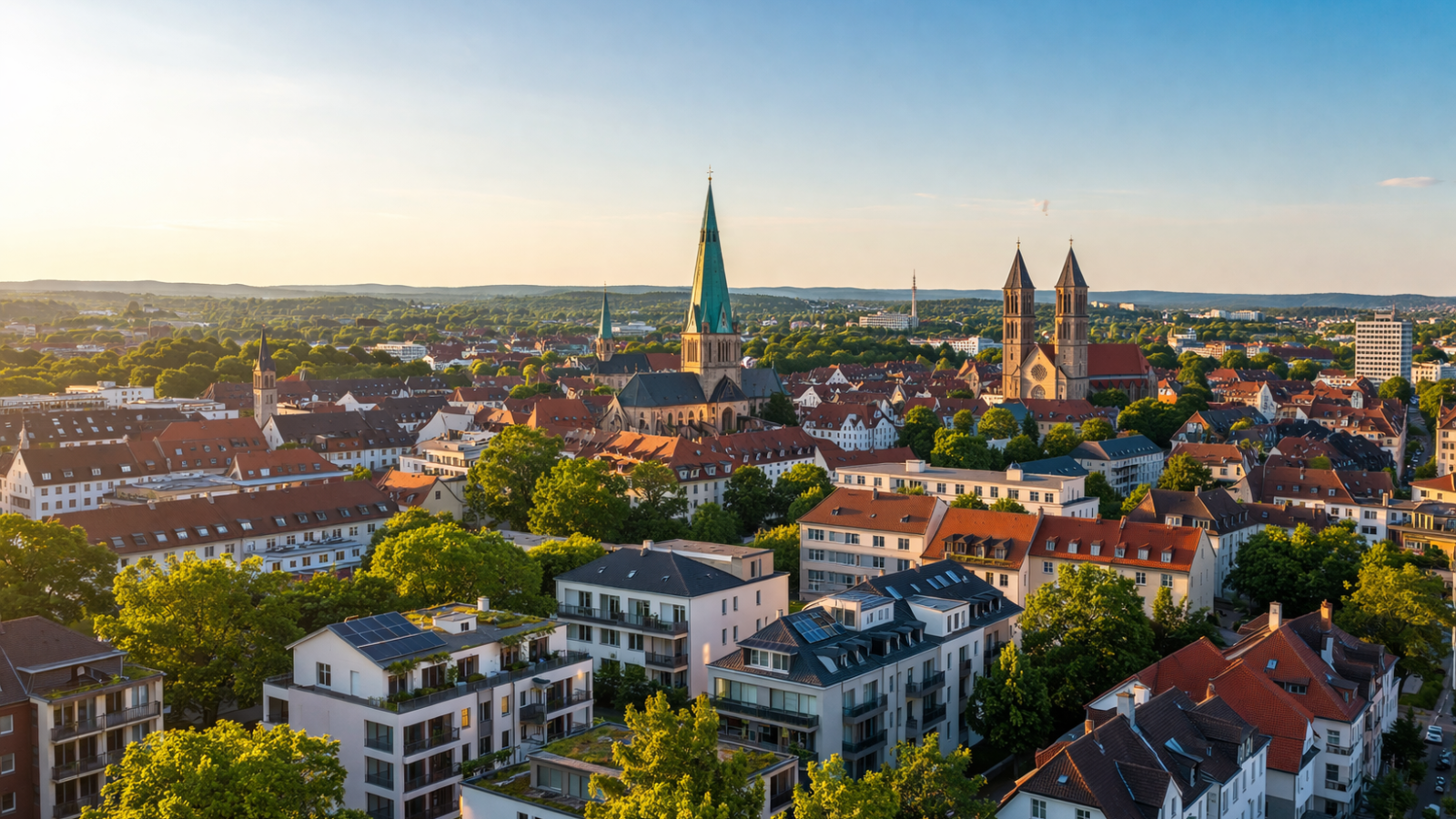 Panoramablick über eine europäische Stadt