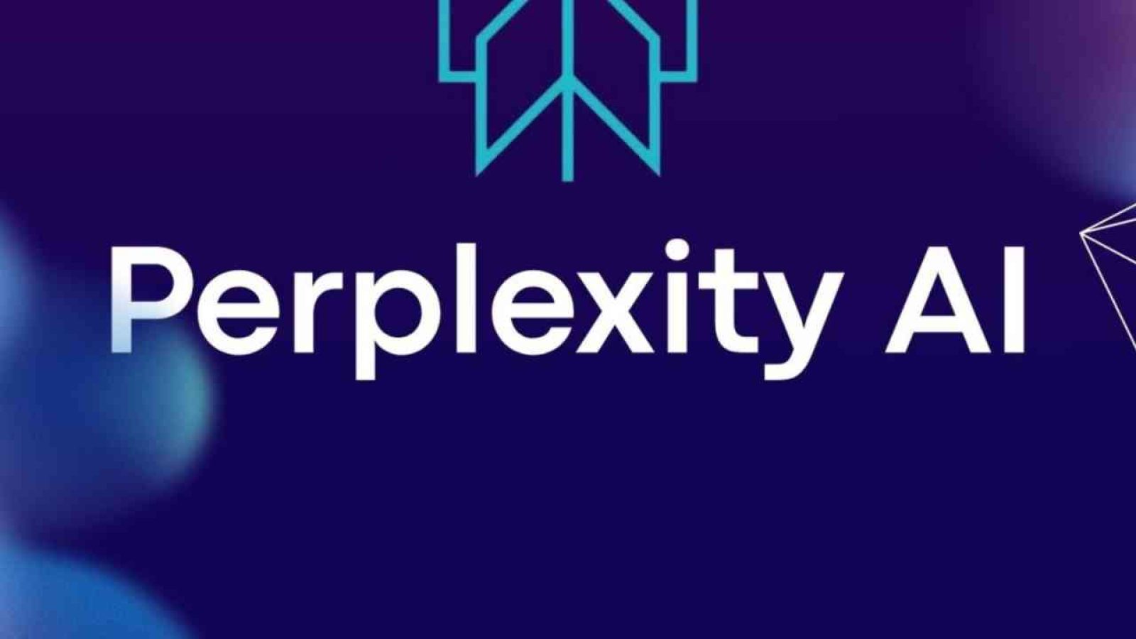 Logo von Perplexity AI mit einer modernen Schriftart auf einem blauen Hintergrund.