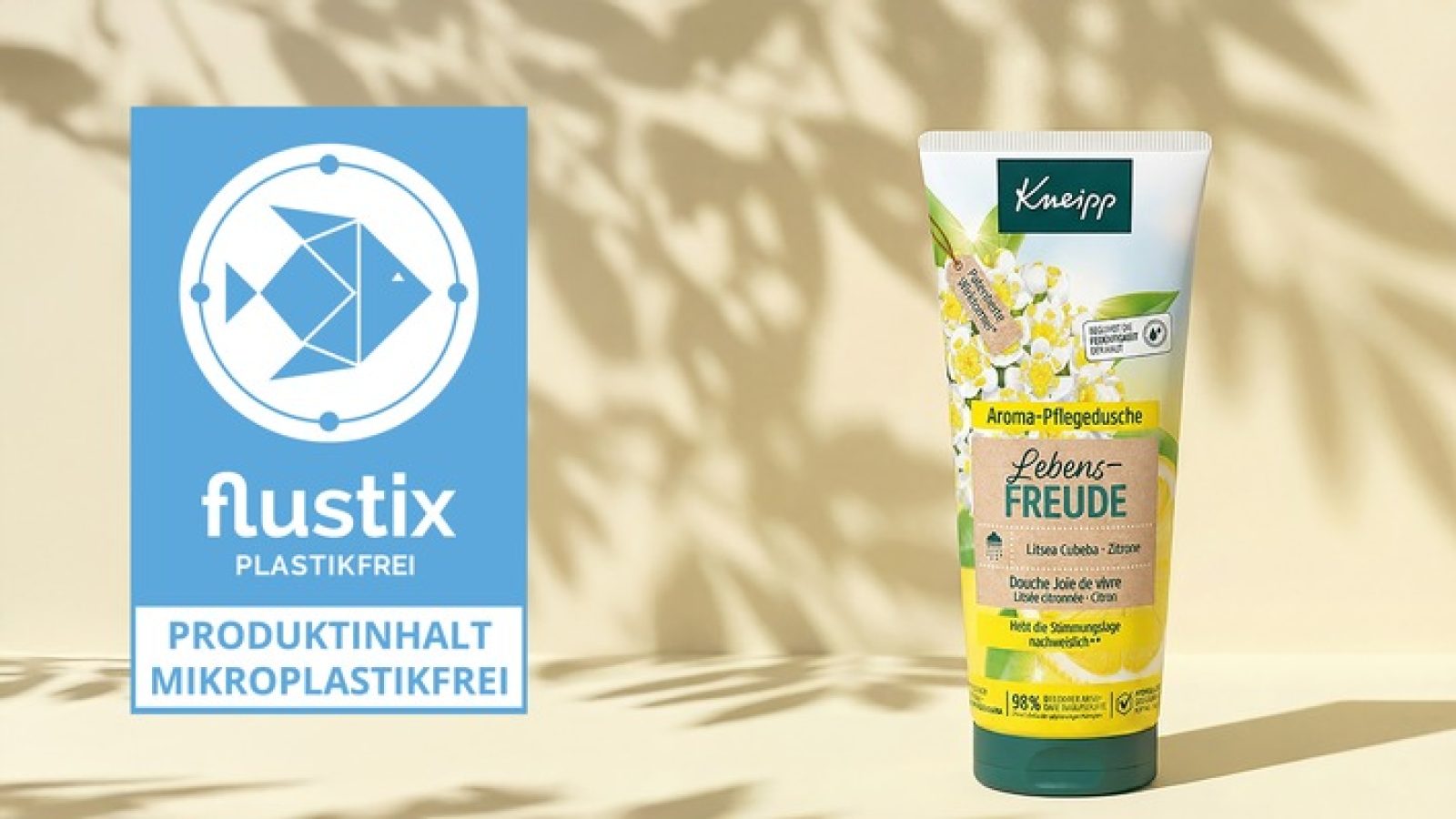 16 Kneipp Produkte aus neun verschiedenen Produktkategorien sind nun mit dem flustix-Siegel "Produktinhalt mikroplastikfrei" zertifiziert - darunter auch der Kneipp Bestseller Aroma-Pflegedusche Lebensfreude. / Weiterer Text über ots und www.presseportal.de/nr/28515 / Die Verwendung dieses Bildes für redaktionelle Zwecke ist unter Beachtung aller mitgeteilten Nutzungsbedingungen zulässig und dann auch honorarfrei. Veröffentlichung ausschließlich mit Bildrechte-Hinweis.