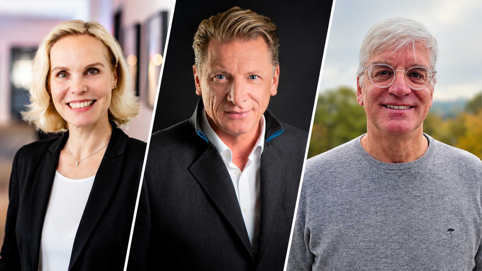 Porträts der drei Referenten Dr. Annemarie Brinkmann, Ludger Koopmann und Ludger Abeln
