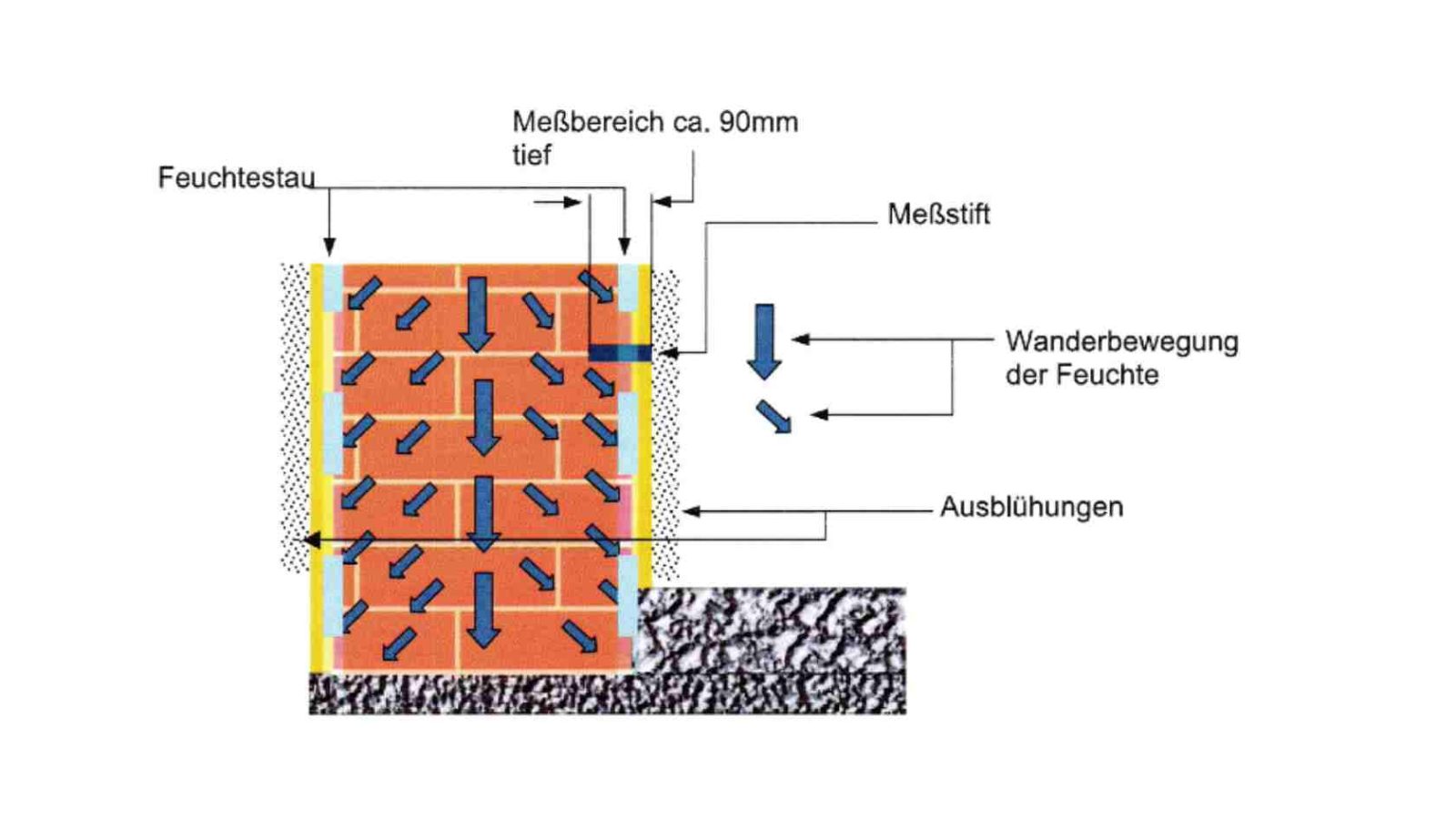 Reduktionsverlauf der Mauerfeuchte