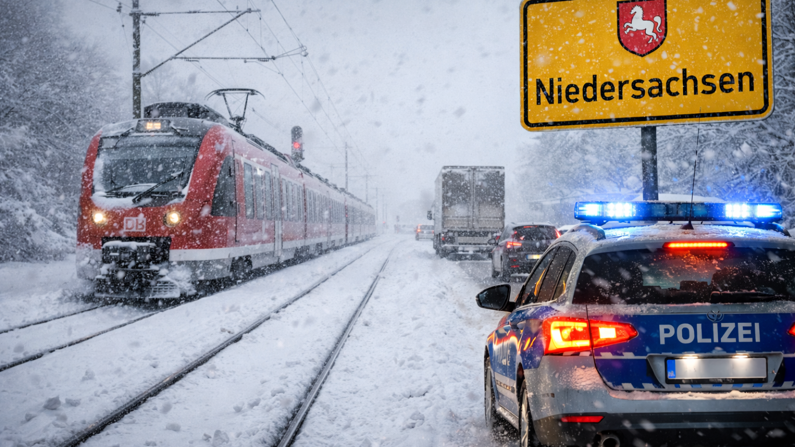 Schneechaos in Niedersachsen unterwegs