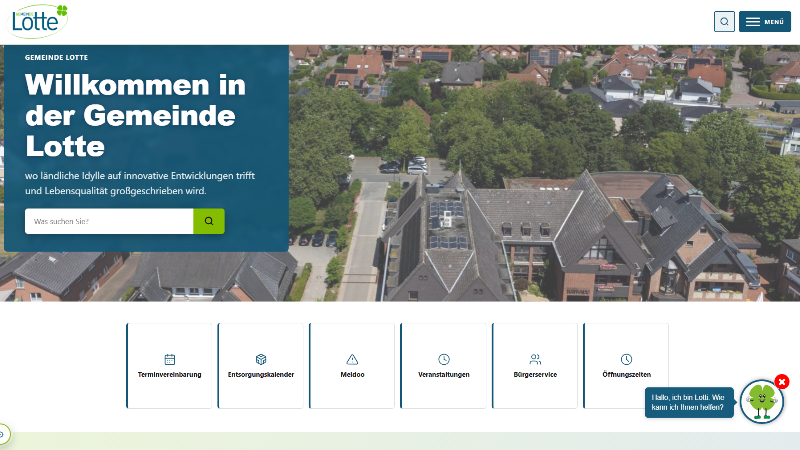 Startseite der neuen Internetseite lotte.de