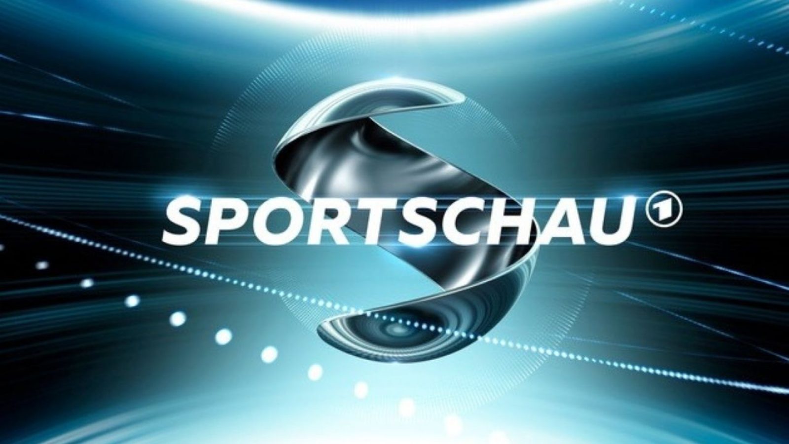 Sportschau-Logo mit stilisierter Dynamik und blauem Hintergrund, präsentiert Sportmedien in modernem Design.