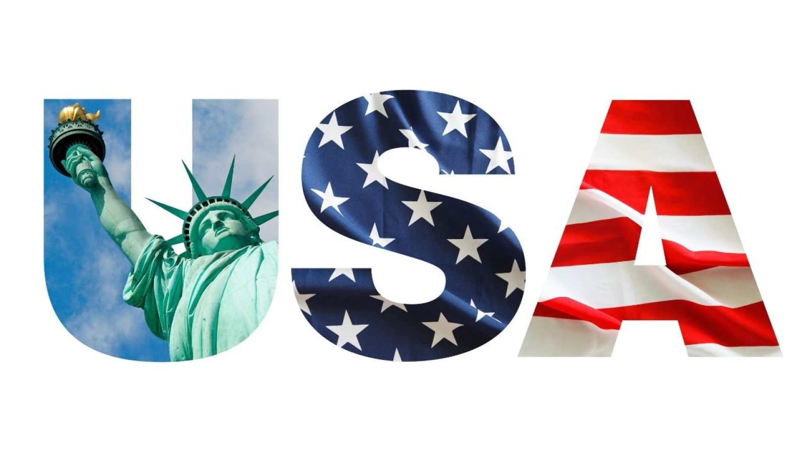 USA: Freiheitsstatue, Sterne und Streifen. Symbol der Vereinigten Staaten von Amerika. Iconisch und patriotisch.