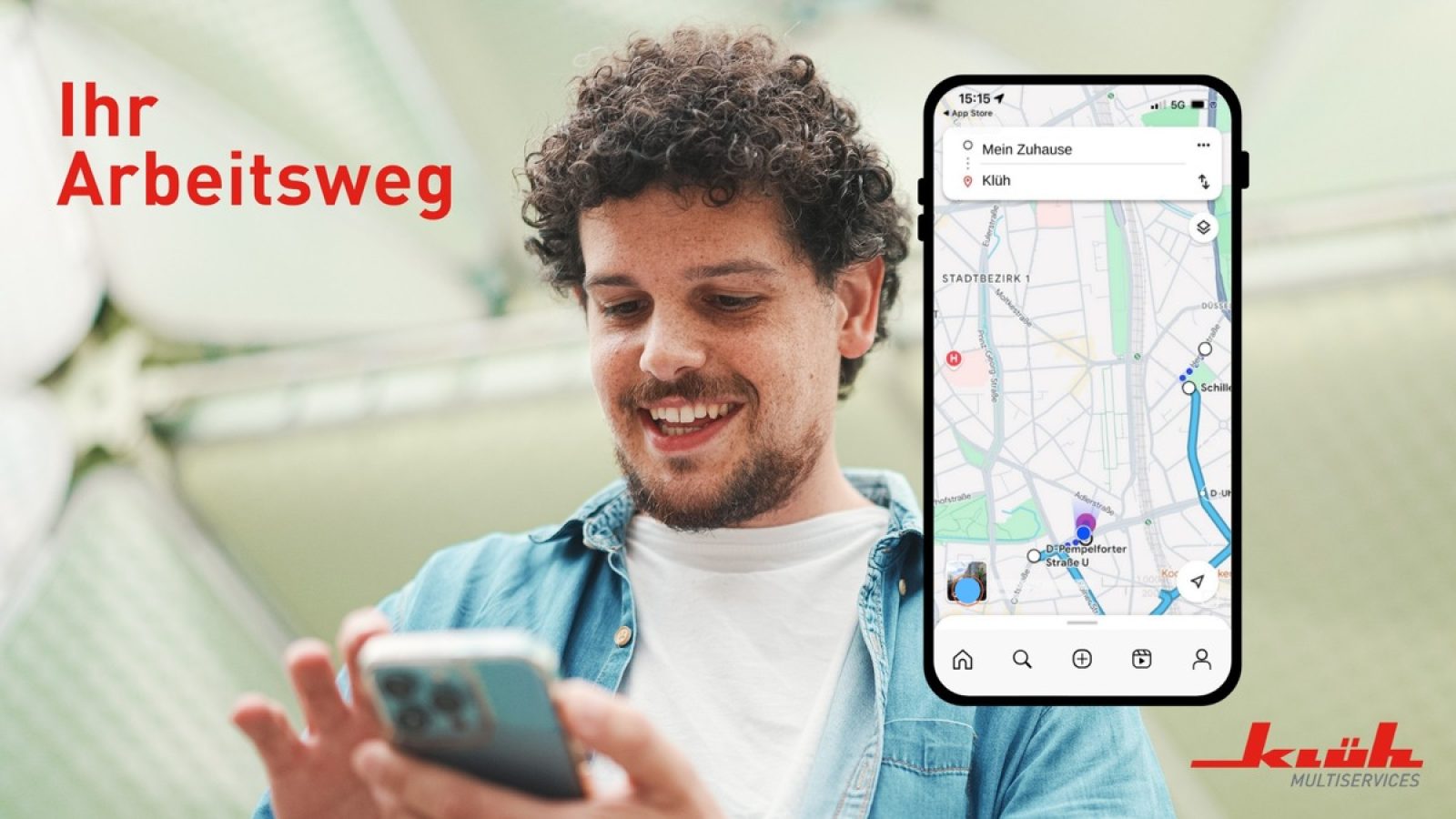 Das Feature "Ihr Arbeitsweg" im Klüh-Jobportal zeigt Bewerberinnen und Bewerbern direkt in der Stellenanzeige den individuellen Weg zum Einsatzort. / Weiterer Text über ots und www.presseportal.de/nr/31416 / Die Verwendung dieses Bildes für redaktionelle Zwecke ist unter Beachtung aller mitgeteilten Nutzungsbedingungen zulässig und dann auch honorarfrei. Veröffentlichung ausschließlich mit Bildrechte-Hinweis.