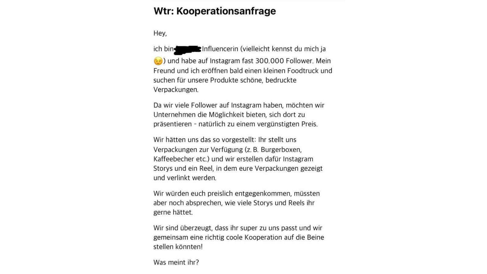 bietet Reichweite als Gegenleistung