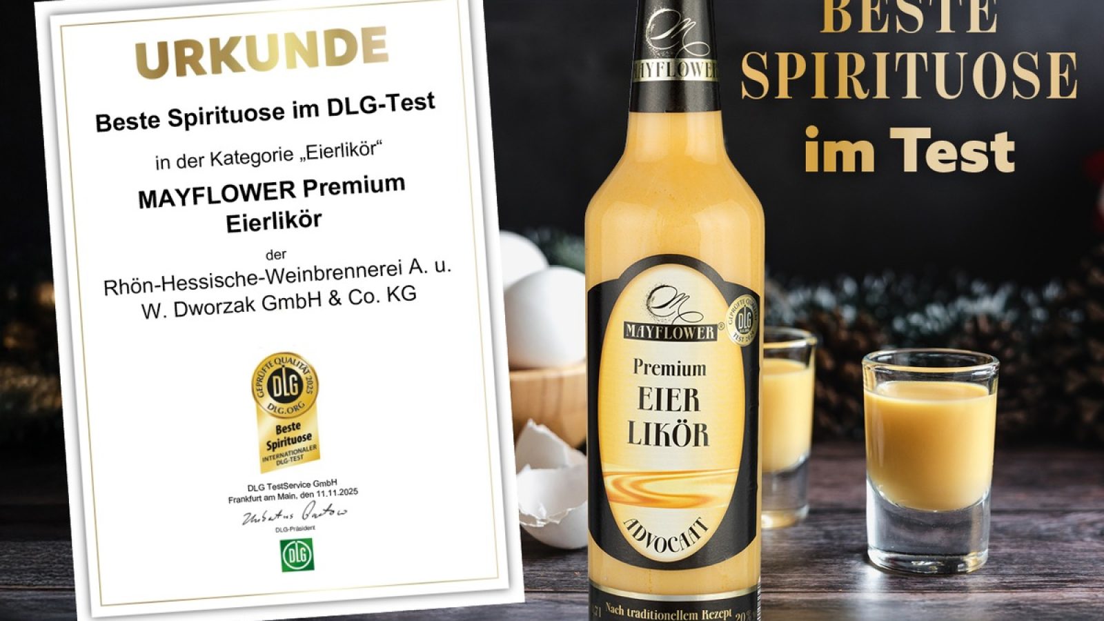 Das Sortiment von NORMA überzeugt erneut: Die DLG-Qualitätsprüfung zeichnet den MAYFLOWER Premium Eierlikör der Rhön-Hessischen Weinbrennerei aus Fulda als "Beste Spirituose" aus. / Weiterer Text über ots und www.presseportal.de/nr/62097 / Die Verwendung dieses Bildes für redaktionelle Zwecke ist unter Beachtung aller mitgeteilten Nutzungsbedingungen zulässig und dann auch honorarfrei. Veröffentlichung ausschließlich mit Bildrechte-Hinweis.