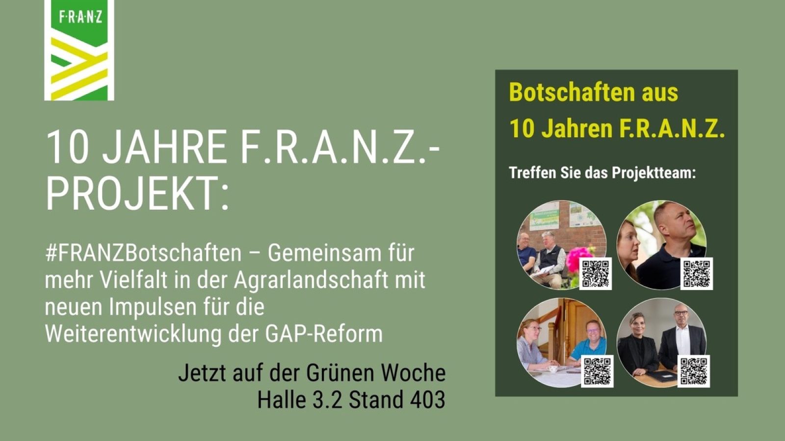 F.R.A.N.Z.-Projekt auf der Grünen Woche 2026 in Berlin: Gemeinsam für mehr Vielfalt in der Agrarlandschaft mit neuen Impulsen für die Weiterentwicklung der GAP-Reform / Weiterer Text über ots und www.presseportal.de/nr/77764 / Die Verwendung dieses Bildes für redaktionelle Zwecke ist unter Beachtung aller mitgeteilten Nutzungsbedingungen zulässig und dann auch honorarfrei. Veröffentlichung ausschließlich mit Bildrechte-Hinweis.