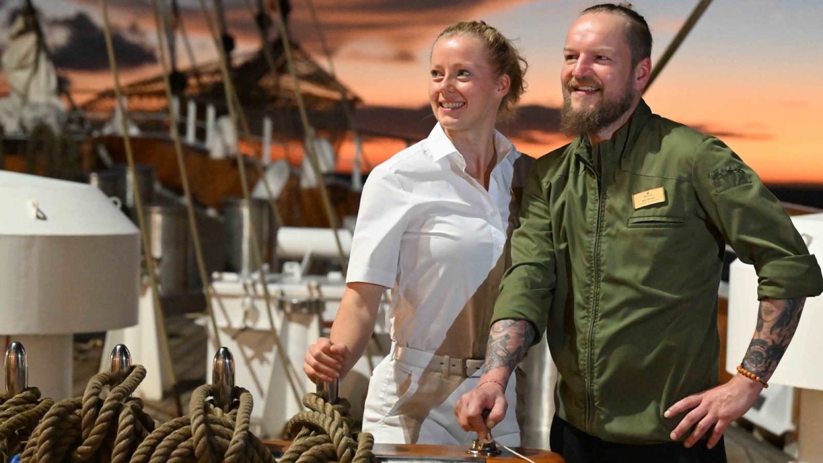 Küchenchef Maik Albrecht und Sommelière Franziska Pauli übernehmen die kulinarische Verantwortung an Bord des Segelschiffes SEA CLOUD SPIRIT. / Weiterer Text über ots und www.presseportal.de/nr/174841 / Die Verwendung dieses Bildes für redaktionelle Zwecke ist unter Beachtung aller mitgeteilten Nutzungsbedingungen zulässig und dann auch honorarfrei. Veröffentlichung ausschließlich mit Bildrechte-Hinweis.