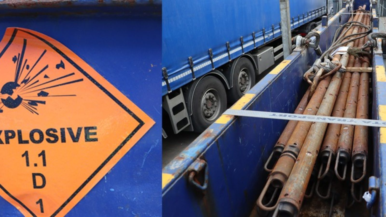 Foto: Polizei Münster. Das Foto zeigt die Gefahrgutkennzeichnung und das transportierte Gefahrgut im Container. Veröffentlichung mit dieser Meldung honorarfrei.
