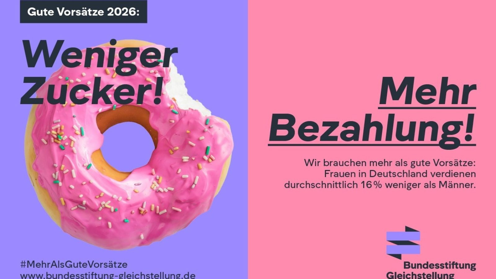 Mit der Kampagne #MehrAlsGuteVorsätze startet die Bundesstiftung Gleichstellung ins neue Jahr. / Weiterer Text über ots und www.presseportal.de/nr/167012 / Die Verwendung dieses Bildes für redaktionelle Zwecke ist unter Beachtung aller mitgeteilten Nutzungsbedingungen zulässig und dann auch honorarfrei. Veröffentlichung ausschließlich mit Bildrechte-Hinweis.