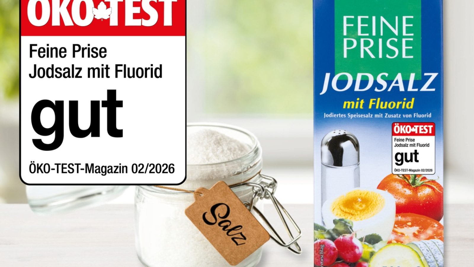 Jodsalz mit Fluorid von der Discount-Eigenmarke FEINE PRISE wurde im ÖKO-TEST mit "gut" bewertet. Das Salz von NORMA überzeugte die Testerinnen und Tester mit hoher Qualität bei niedrigem Preis. / Weiterer Text über ots und www.presseportal.de/nr/62097 / Die Verwendung dieses Bildes für redaktionelle Zwecke ist unter Beachtung aller mitgeteilten Nutzungsbedingungen zulässig und dann auch honorarfrei. Veröffentlichung ausschließlich mit Bildrechte-Hinweis.