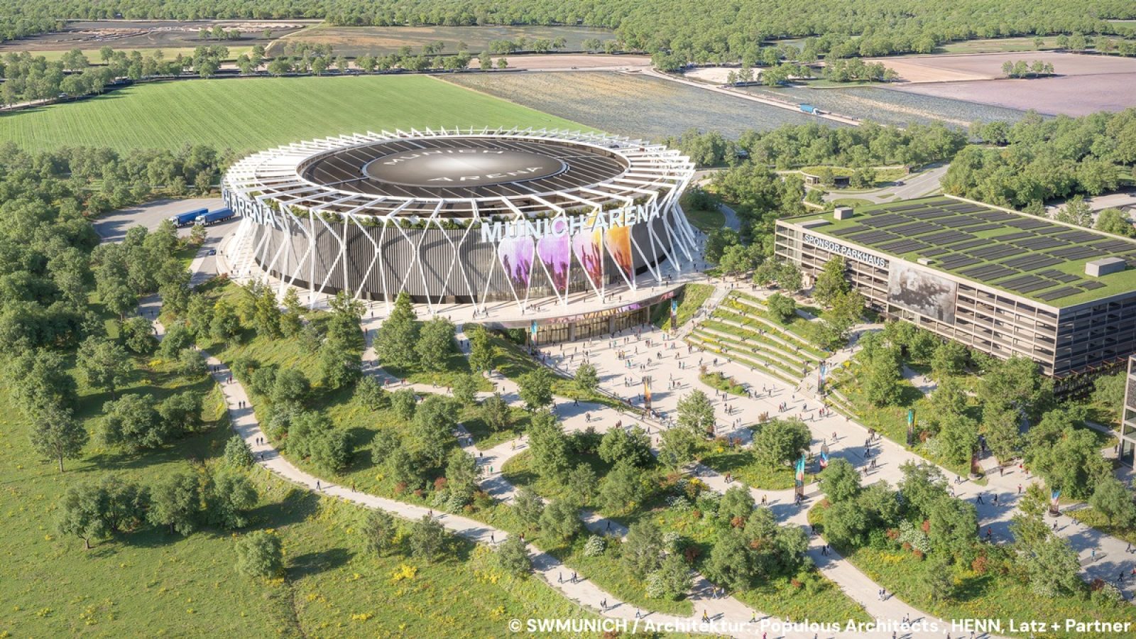 Munich Arena, Rendering Januar 2026 / Weiterer Text über ots und www.presseportal.de/nr/181869 / Die Verwendung dieses Bildes für redaktionelle Zwecke ist unter Beachtung aller mitgeteilten Nutzungsbedingungen zulässig und dann auch honorarfrei. Veröffentlichung ausschließlich mit Bildrechte-Hinweis.