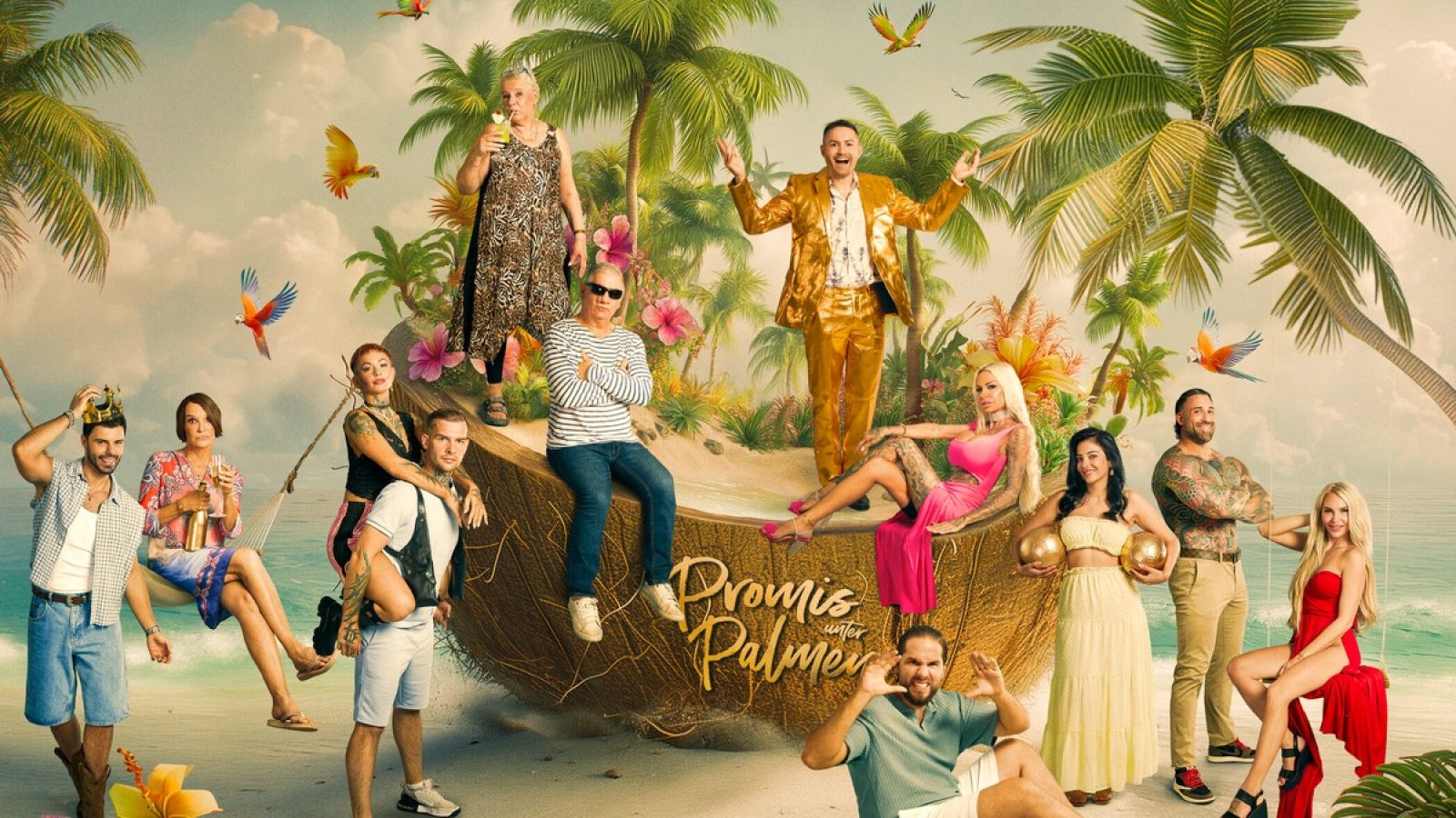 Titel: Promis unter Palmen;
Staffel: 4;
Person: Martin Angelo; Anoushka Renzi; Edith Stehfest; Eric Stehfest; Silvia Wollny; Claude-Oliver Rudolph; Menderez; Gina-Lisa Lohfink; Dilara Kruse; Kevin Wolter; Franziska Temme;
Bildunterschrift: Fotomontage
Copyright: Joyn/Gerhard Merzeder;
Fotograf: Gerhard Merzeder;
Bildredakteur: Isabella Toennes;
Dateiname: 3263397.jpg;
Rechtehinweis: Dieses Bild darf honorarfrei für redaktionelle Zwecke und nur im Rahmen der Programmankündigung verwendet werden. Andere Veröffentlichungen sind nur nach Rücksprache und ausdrücklicher Genehmigung der Seven.One Entertainment Group GmbH möglich. Nicht für EPG! Verwendung nur mit vollständigem Copyrightvermerk. Das Foto darf nicht verändert, bearbeitet und nur im Ganzen verwendet werden. Es darf nicht archiviert werden. Es darf nicht an Dritte weitergeleitet werden. Aneinanderreihung/Zusammenlegung/Kopplung von Bildern zum Zweck der Erstellung von Slide-Shows o.ä. nicht gestattet; Verbindung/Einfügen/Anfügen von Werbung nicht gestattet. Das Bild kann KI generierte Elemente enthalten.
Bei Fragen: foto@seven.one
Voraussetzung für die Verwendung dieser Programmdaten ist die Zustimmung zu den Allgemeinen Geschäftsbedingungen der Presselounges der Sender der Seven.One Entertainment Group GmbH. / Weiterer Text über ots und www.presseportal.de/nr/6708 / Die Verwendung dieses Bildes für redaktionelle Zwecke ist unter Beachtung aller mitgeteilten Nutzungsbedingungen zulässig und dann auch honorarfrei. Veröffentlichung ausschließlich mit Bildrechte-Hinweis.