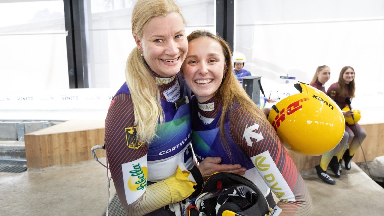 Dajana Eitberger, Magdalena Matschina (GER) / 29.11.2025 / Rodel Olympic  Test-Event / Damen Doppel / Cortina Sliding Centre Cortina d'Ampezzo, Italien (ITA) // Fotograf: FIL / Michael Kristen / Weiterer Text über ots und www.presseportal.de/nr/166424 / Die Verwendung dieses Bildes für redaktionelle Zwecke ist unter Beachtung aller mitgeteilten Nutzungsbedingungen zulässig und dann auch honorarfrei. Veröffentlichung ausschließlich mit Bildrechte-Hinweis.