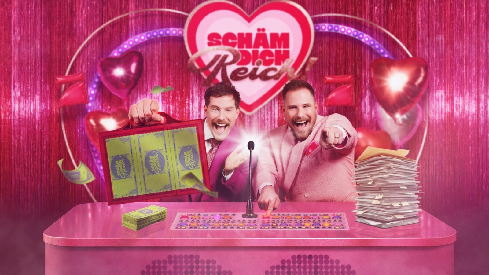 Titel: Schäm dich reich!;
Staffel: 1;
Person: Dennis Wolter; Benni Wolter;
Copyright: Joyn/Felix Görgens;
Fotograf: Felix Goergens;
Bildredakteur: Nadine Vaders;
Dateiname: 3360113.jpg;
Rechtehinweis: Dieses Bild darf honorarfrei für redaktionelle Zwecke und nur im Rahmen der Programmankündigung verwendet werden. Andere Veröffentlichungen sind nur nach Rücksprache und ausdrücklicher Genehmigung der Seven.One Entertainment Group GmbH möglich. Nicht für EPG! Verwendung nur mit vollständigem Copyrightvermerk. Das Foto darf nicht verändert, bearbeitet und nur im Ganzen verwendet werden. Es darf nicht archiviert werden. Es darf nicht an Dritte weitergeleitet werden. Aneinanderreihung/Zusammenlegung/Kopplung von Bildern zum Zweck der Erstellung von Slide-Shows o.ä. nicht gestattet; Verbindung/Einfügen/Anfügen von Werbung nicht gestattet. Das Bild kann KI generierte Elemente enthalten.
Bei Fragen: foto@seven.one
Voraussetzung für die Verwendung dieser Programmdaten ist die Zustimmung zu den Allgemeinen Geschäftsbedingungen der Presselounges der Sender der Seven.One Entertainment Group GmbH. / Weiterer Text über ots und www.presseportal.de/nr/134520 / Die Verwendung dieses Bildes für redaktionelle Zwecke ist unter Beachtung aller mitgeteilten Nutzungsbedingungen zulässig und dann auch honorarfrei. Veröffentlichung ausschließlich mit Bildrechte-Hinweis.