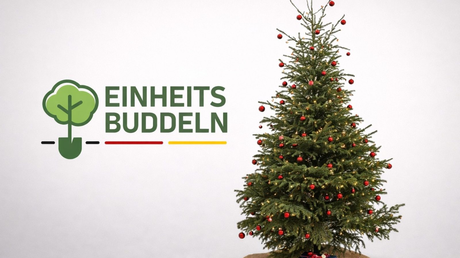 Weihnachtsbaum mit Geschenk und Logo Einheitsbuddeln / Weiterer Text über ots und www.presseportal.de/nr/181101 / Die Verwendung dieses Bildes für redaktionelle Zwecke ist unter Beachtung aller mitgeteilten Nutzungsbedingungen zulässig und dann auch honorarfrei. Veröffentlichung ausschließlich mit Bildrechte-Hinweis.